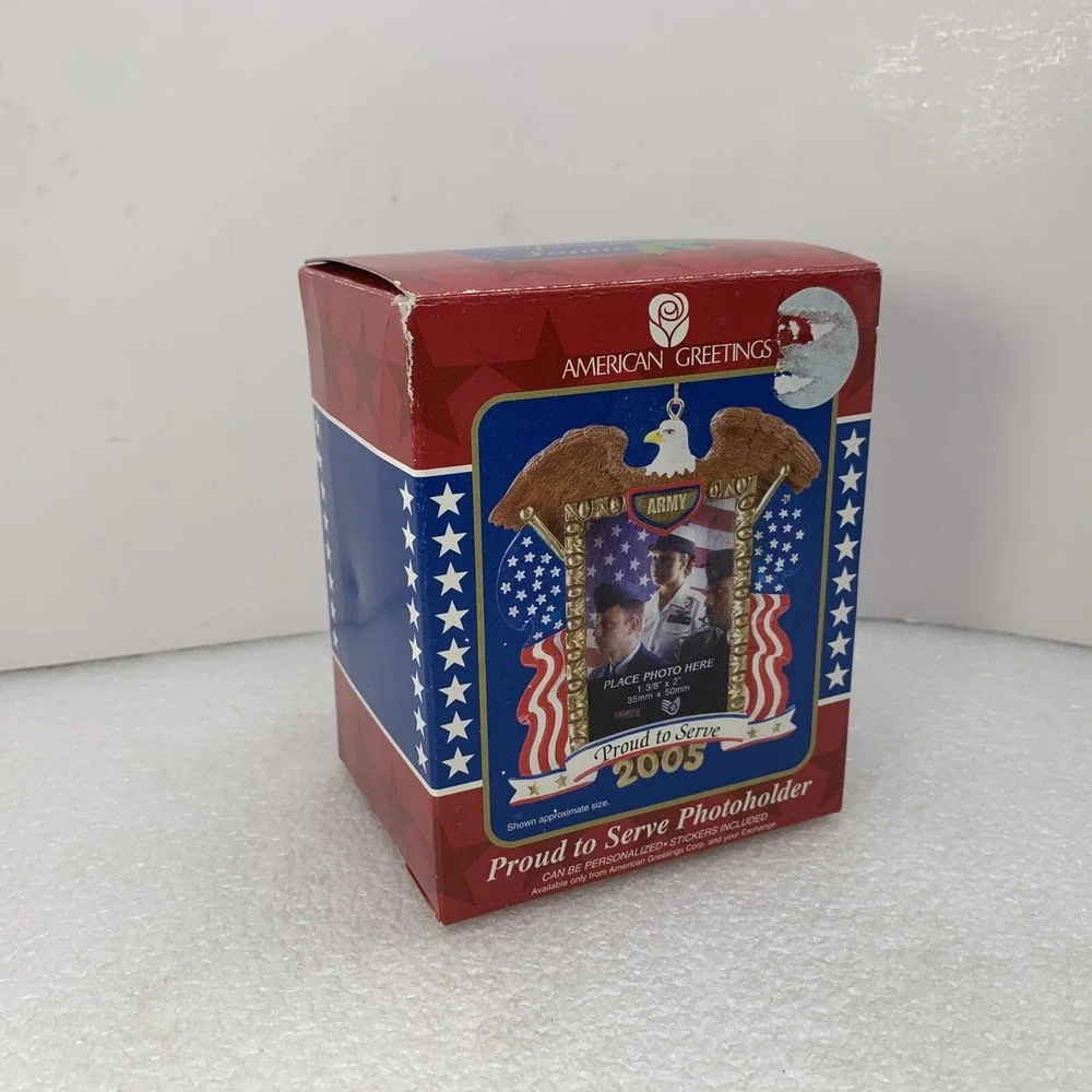 2005 American Greetings Army Proud To Serve‎ Photo Frame Ornament Patriotic NEW